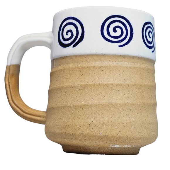 Vtg Japan Hand Turned Stoneware Vortex Coffee Mug 12oz Tea Cup Textured Infinity - Picture 9 of 14